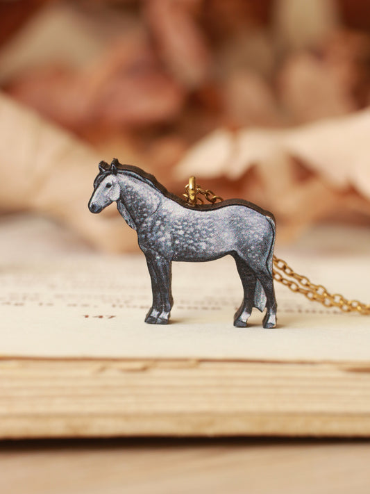 Grey dapple horse necklace