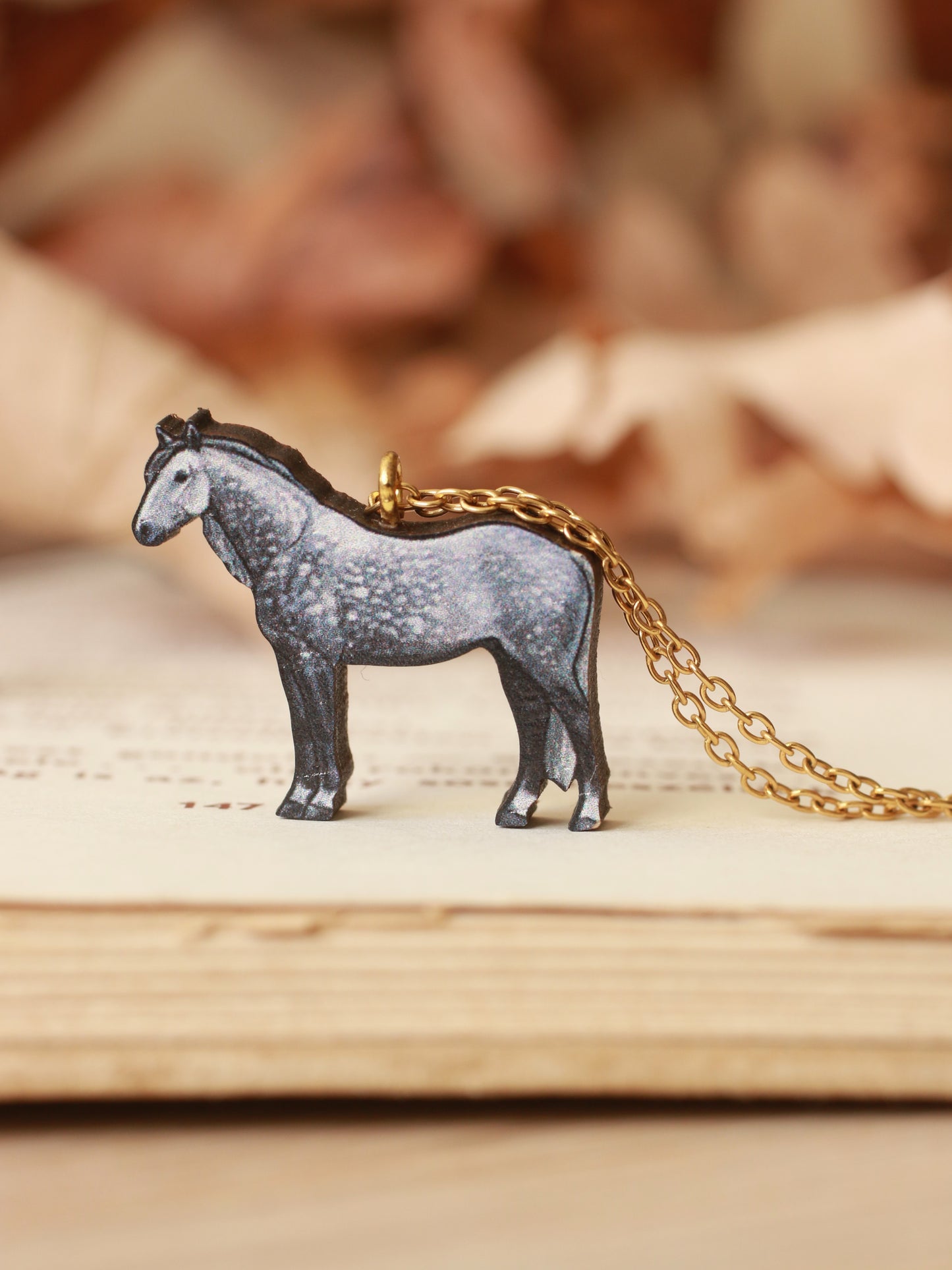 Grey dapple horse necklace