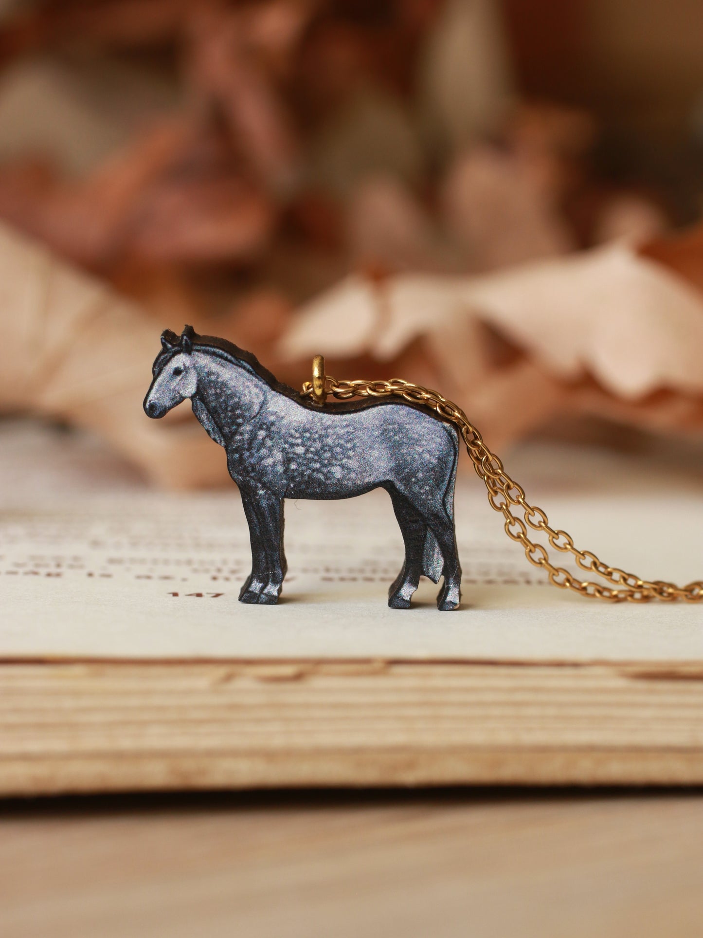 Grey dapple horse necklace