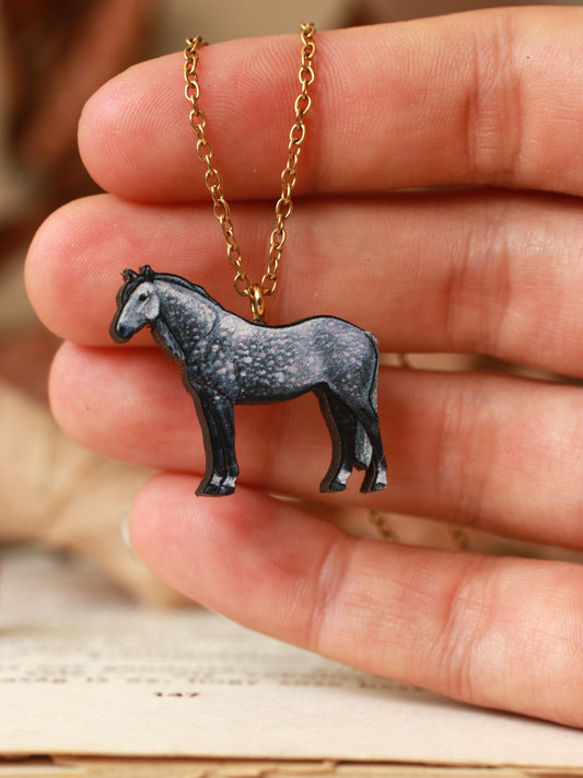 Grey dapple horse necklace