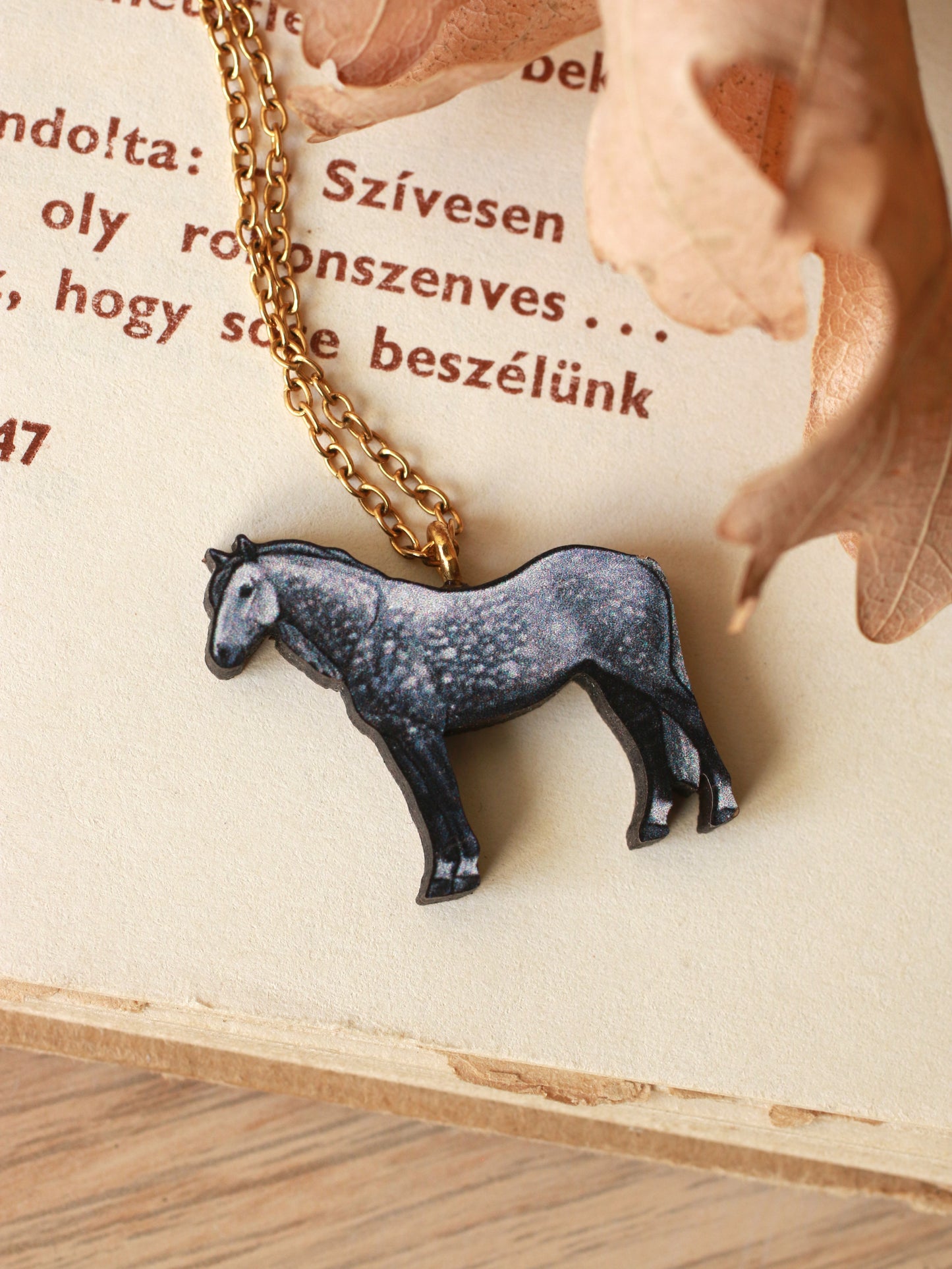 Grey dapple horse necklace