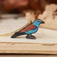 European roller necklace - wooden bird pendant