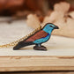 European roller necklace - wooden bird pendant