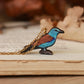 European roller necklace - wooden bird pendant