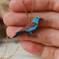 European roller necklace - wooden bird pendant