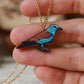 European roller necklace - wooden bird pendant