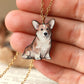 Corgi necklace - wooden pendant