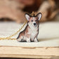 Corgi necklace - wooden pendant