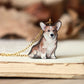 Corgi necklace - wooden pendant