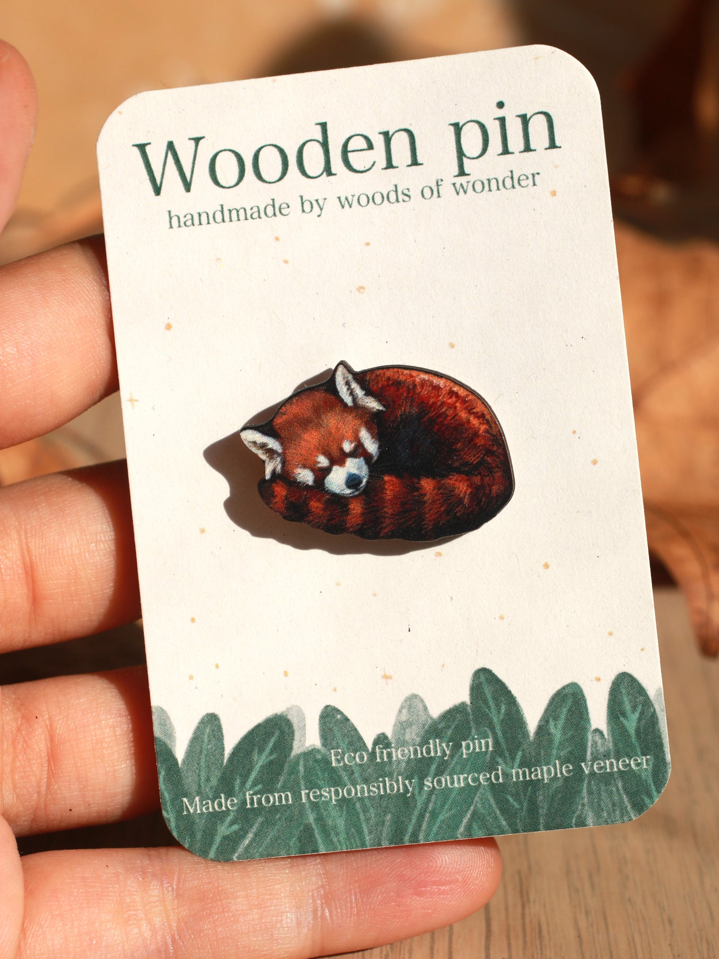 Sleeping red panda pin