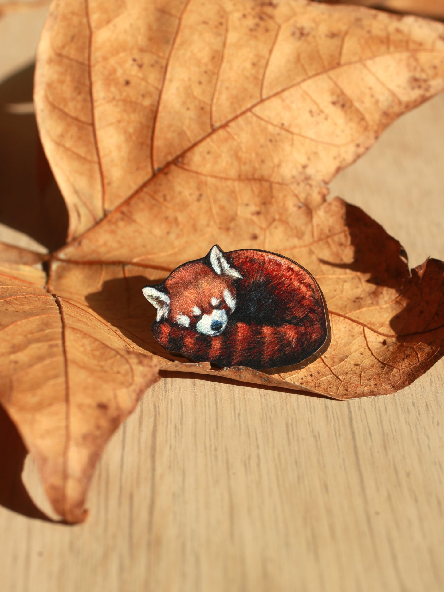 Sleeping red panda pin