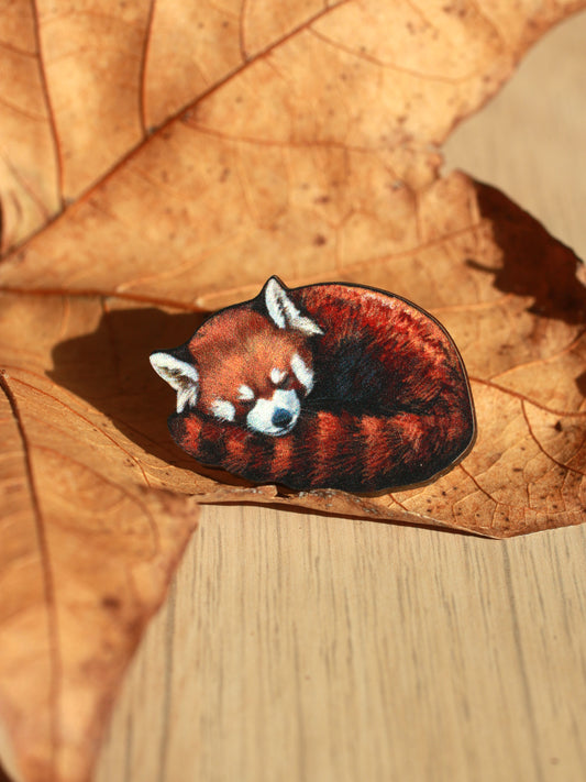 Sleeping red panda pin