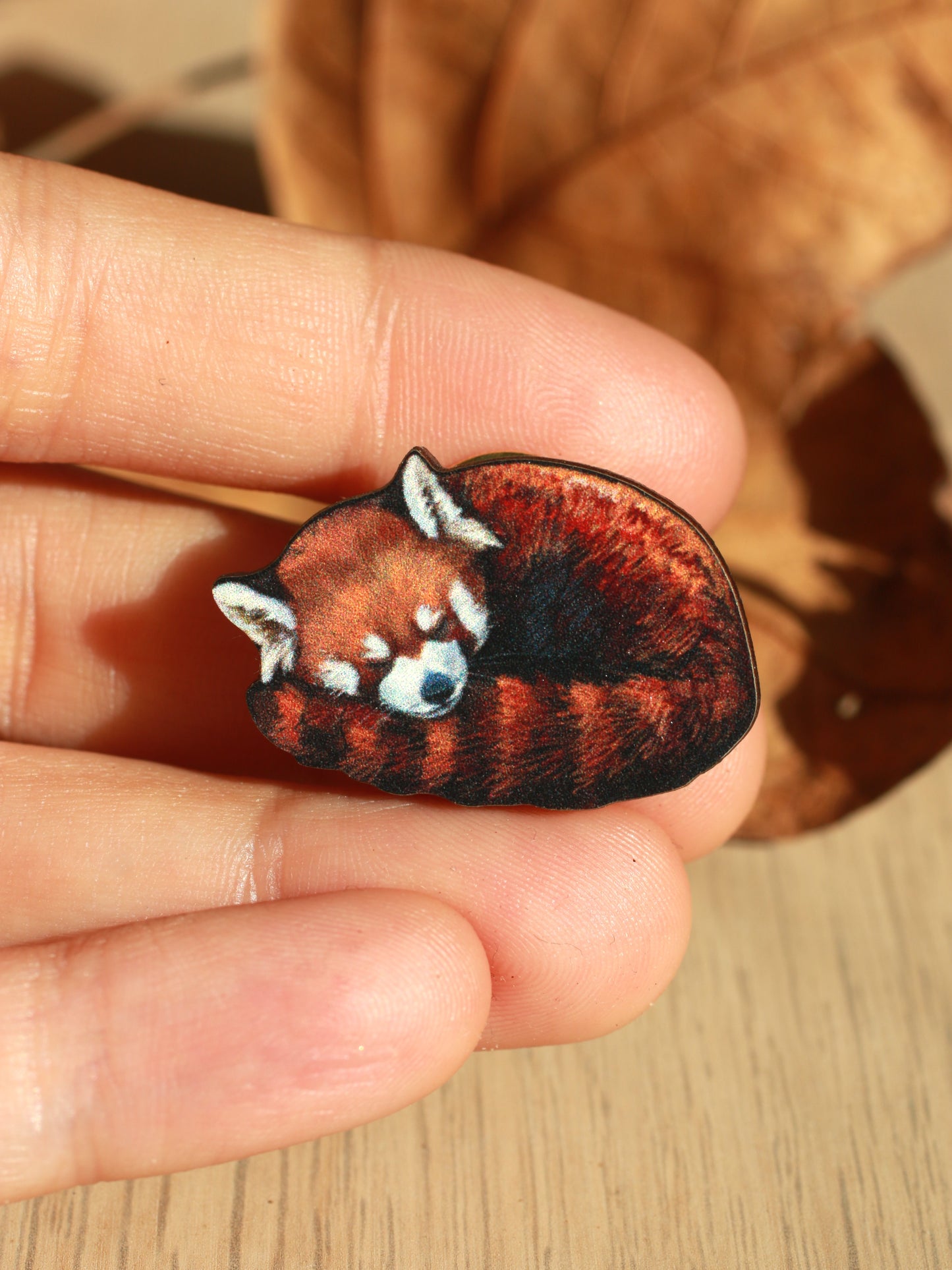 Sleeping red panda pin