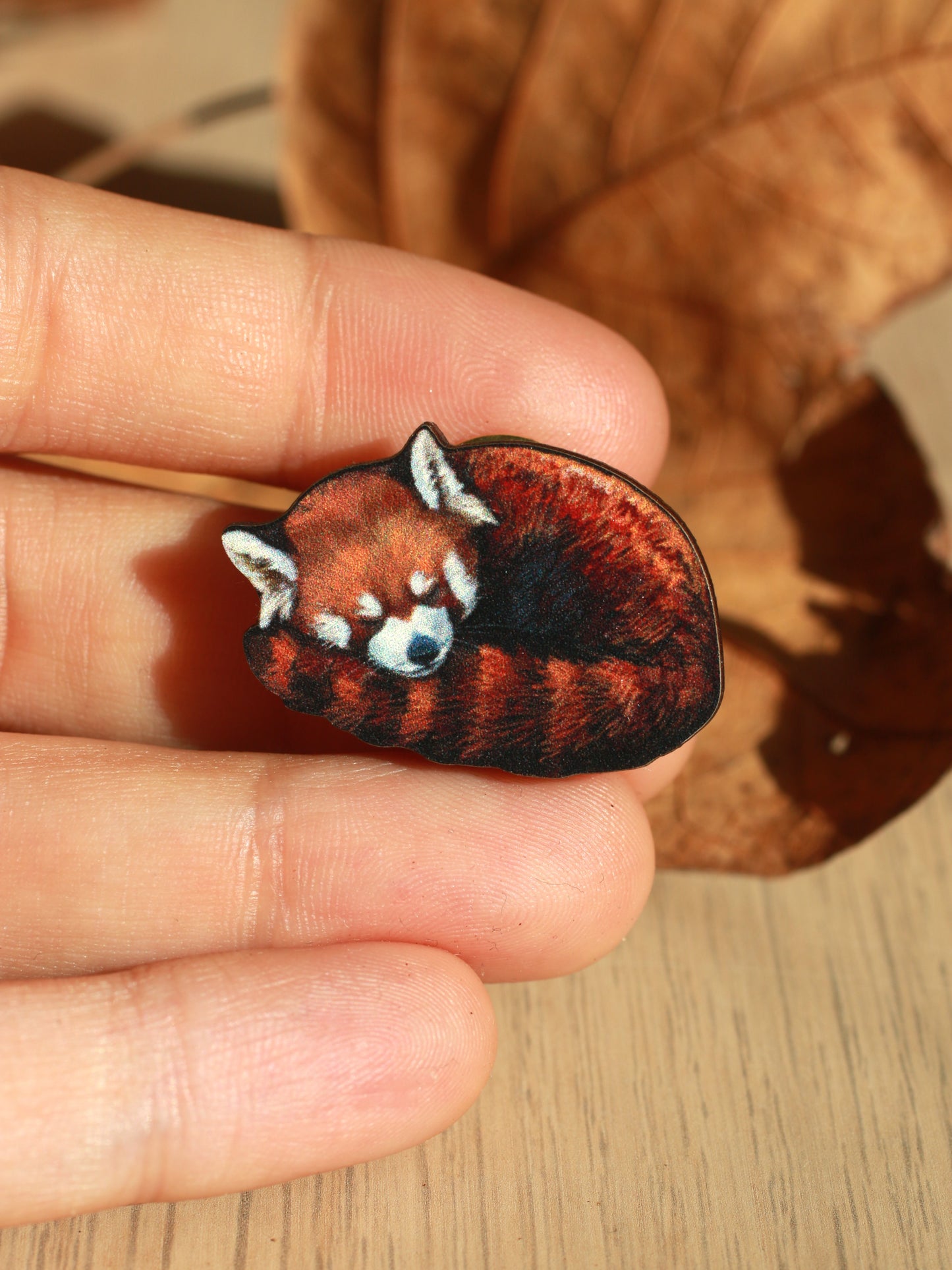 Sleeping red panda pin