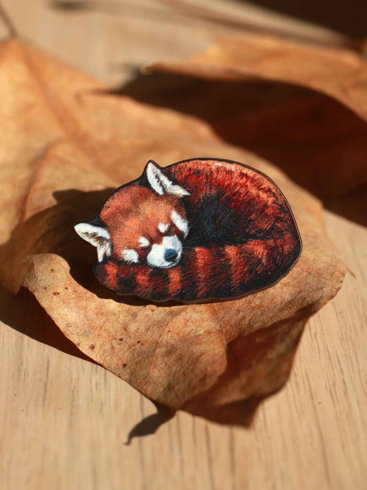 Sleeping red panda pin