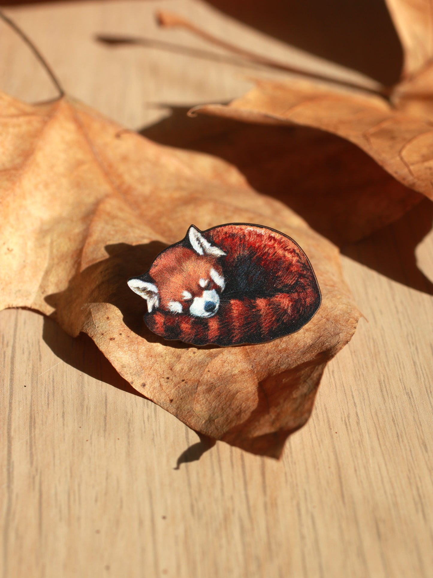 Sleeping red panda pin