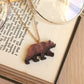 Grizzly bear necklace - wooden brown bear pendant