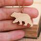 Grizzly bear necklace - wooden brown bear pendant