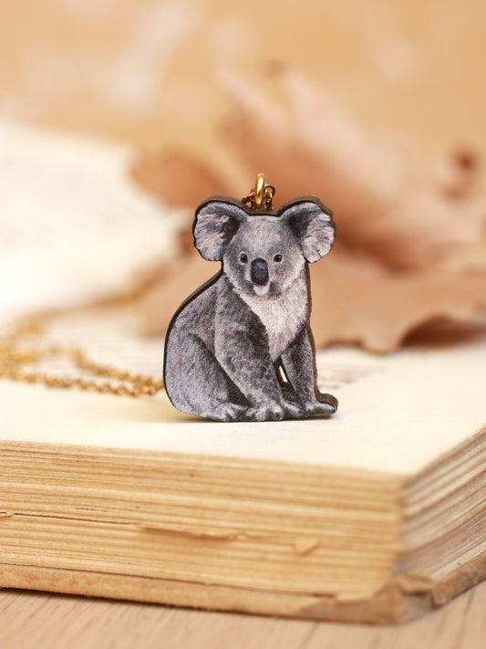 Koala necklace - wooden koala pendant