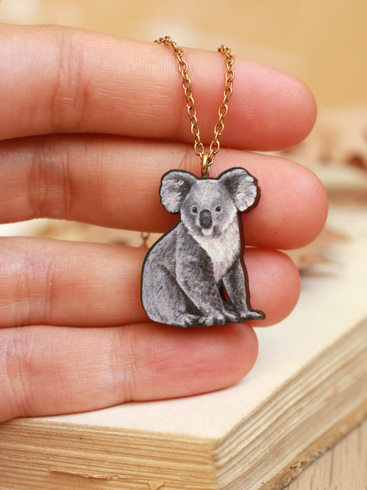 Koala necklace - wooden koala pendant