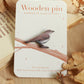 Nightingale pin - wooden bird brooch