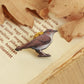 Nightingale pin - wooden bird brooch