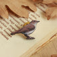 Nightingale pin - wooden bird brooch