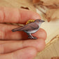 Nightingale pin - wooden bird brooch