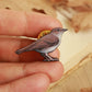 Nightingale pin - wooden bird brooch