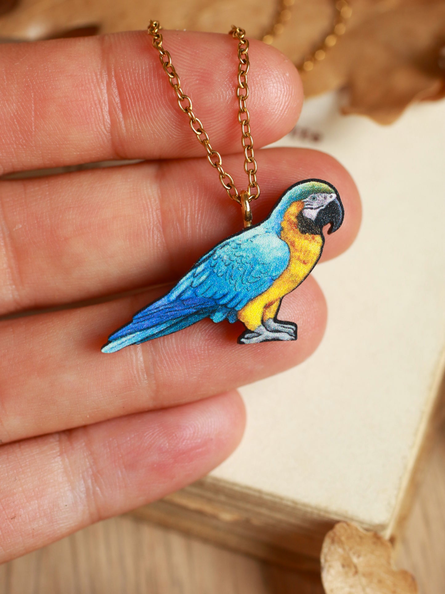 Blue Yellow Macaw necklace