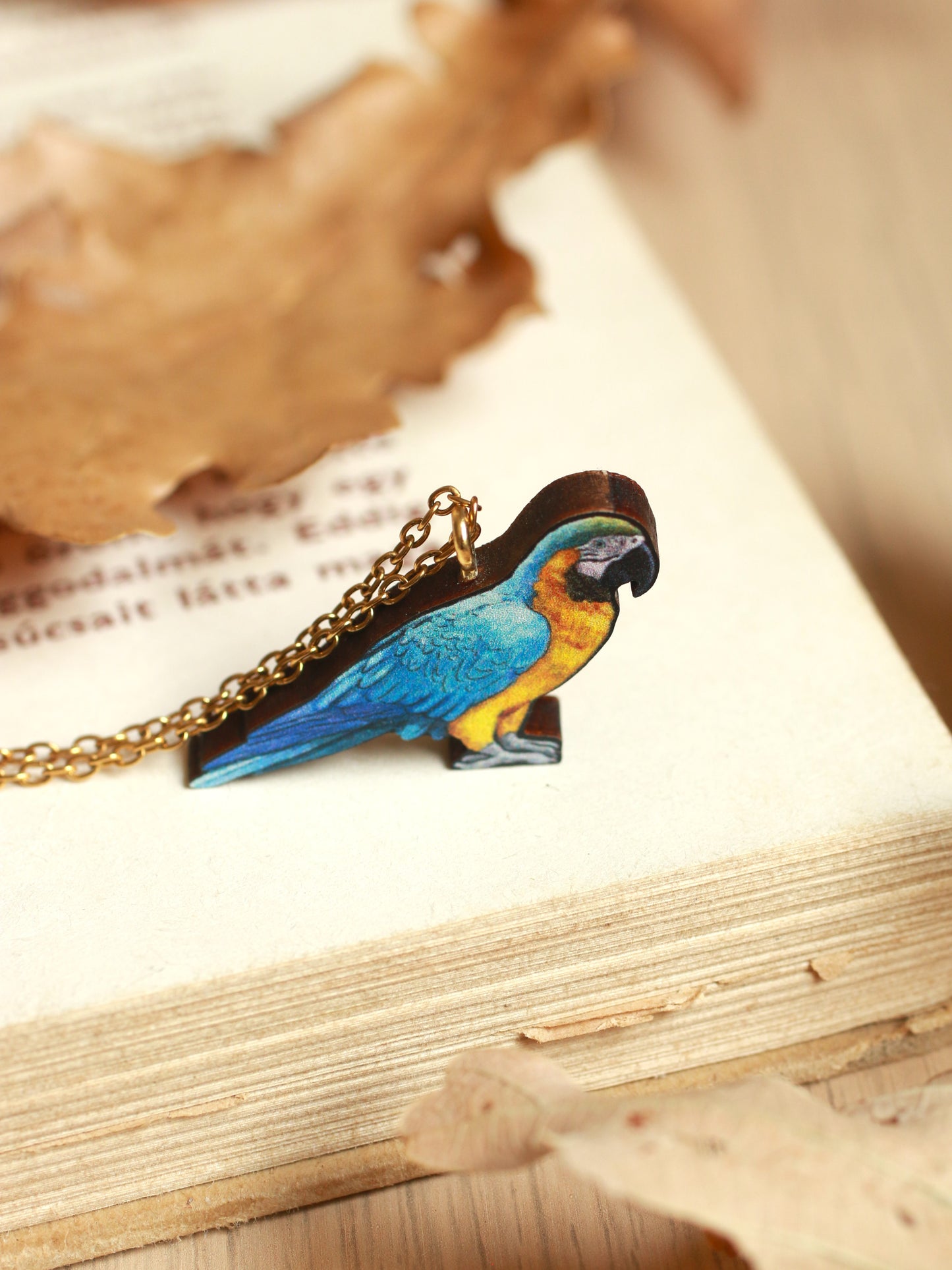 Blue Yellow Macaw necklace