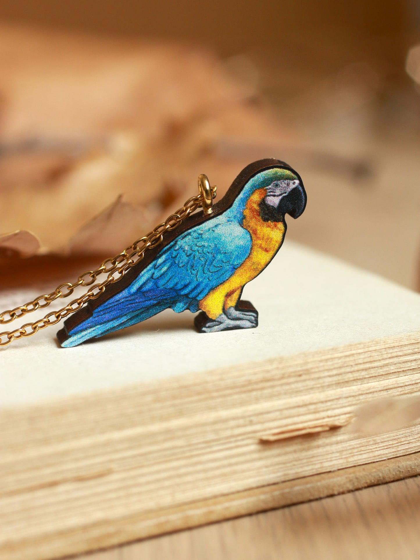 Blue Yellow Macaw necklace