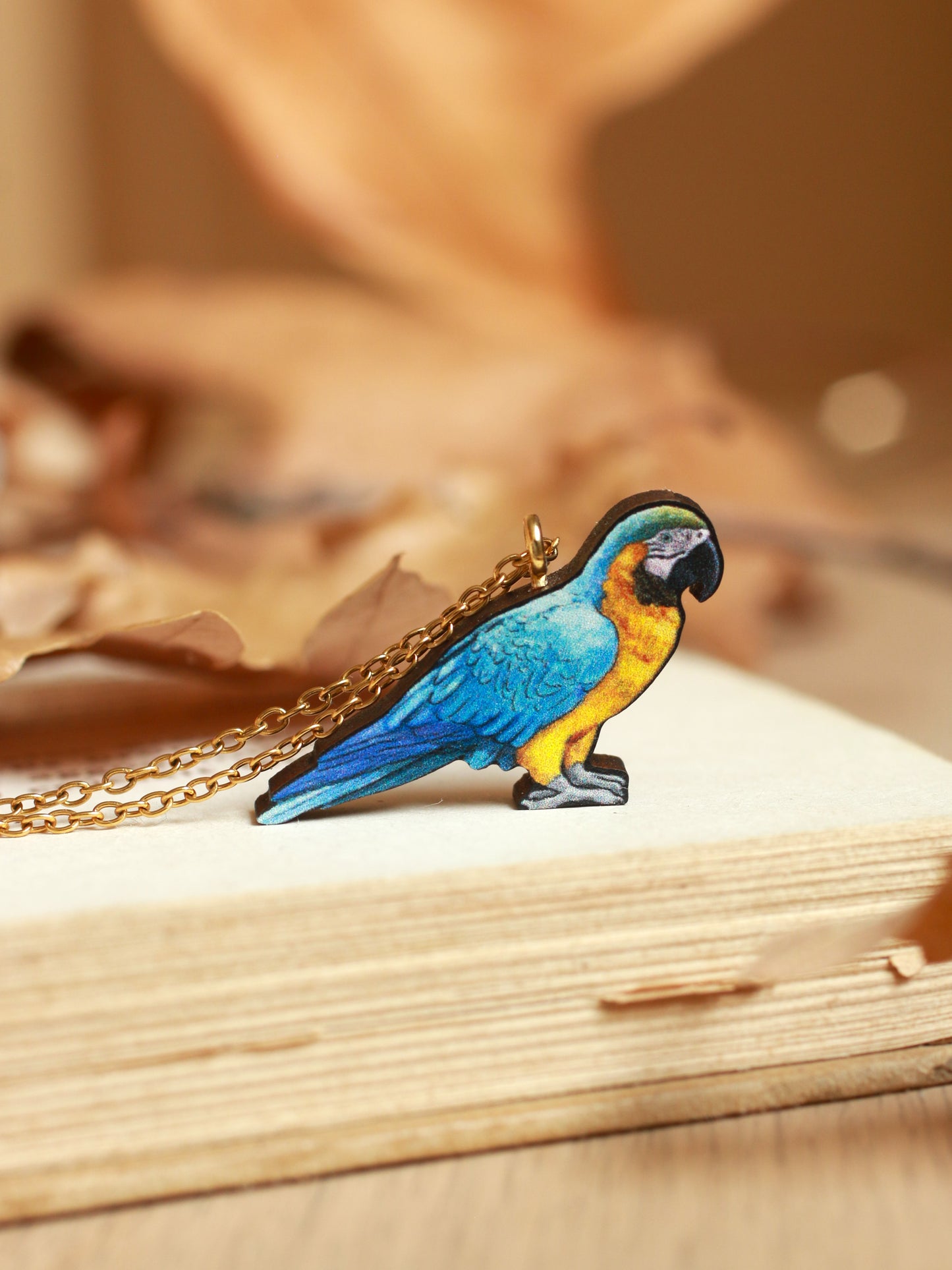 Blue Yellow Macaw necklace