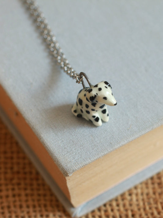 Ceramic dalmatian necklace - dog necklace