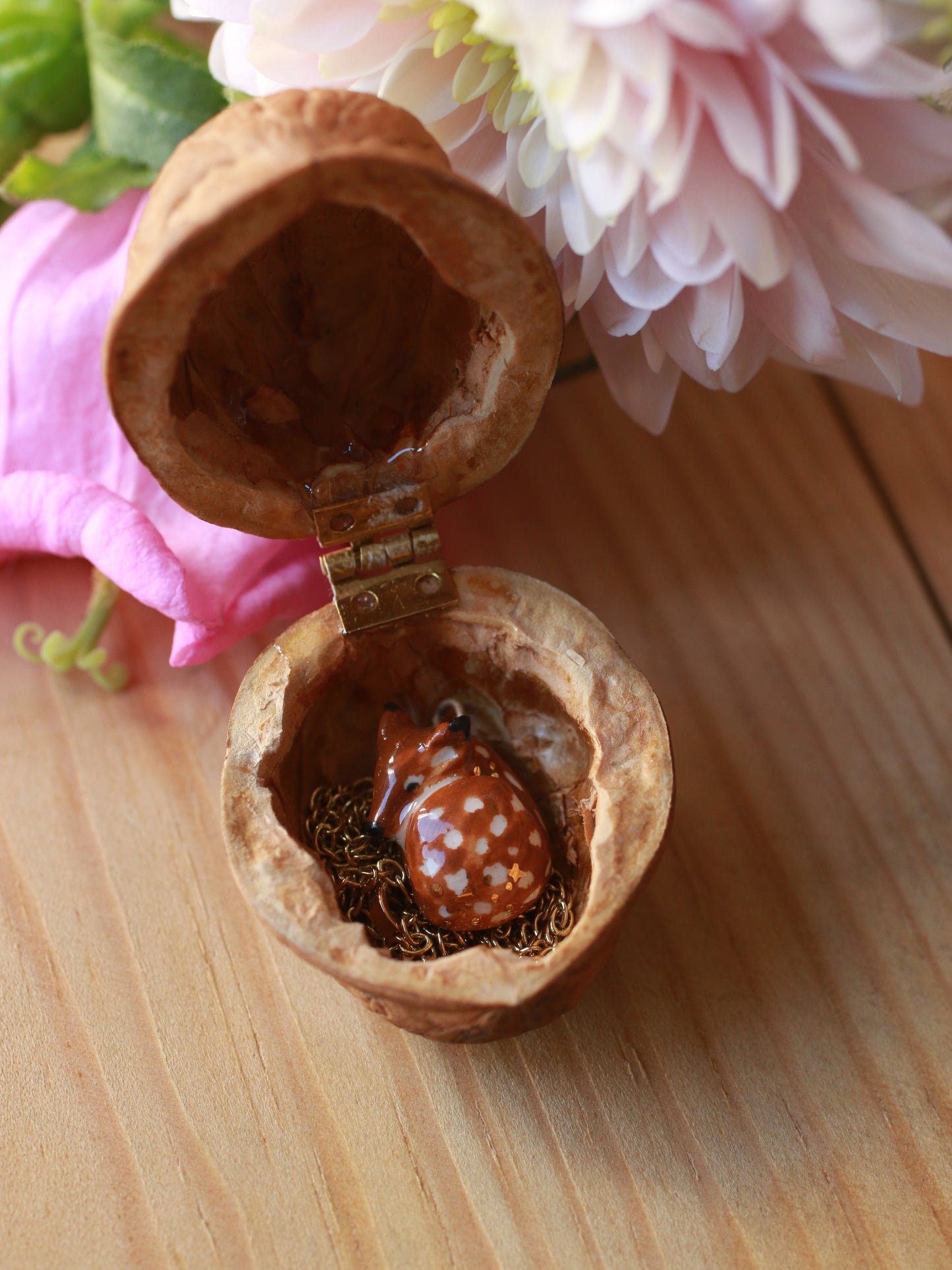Fawn necklace in a walnut box