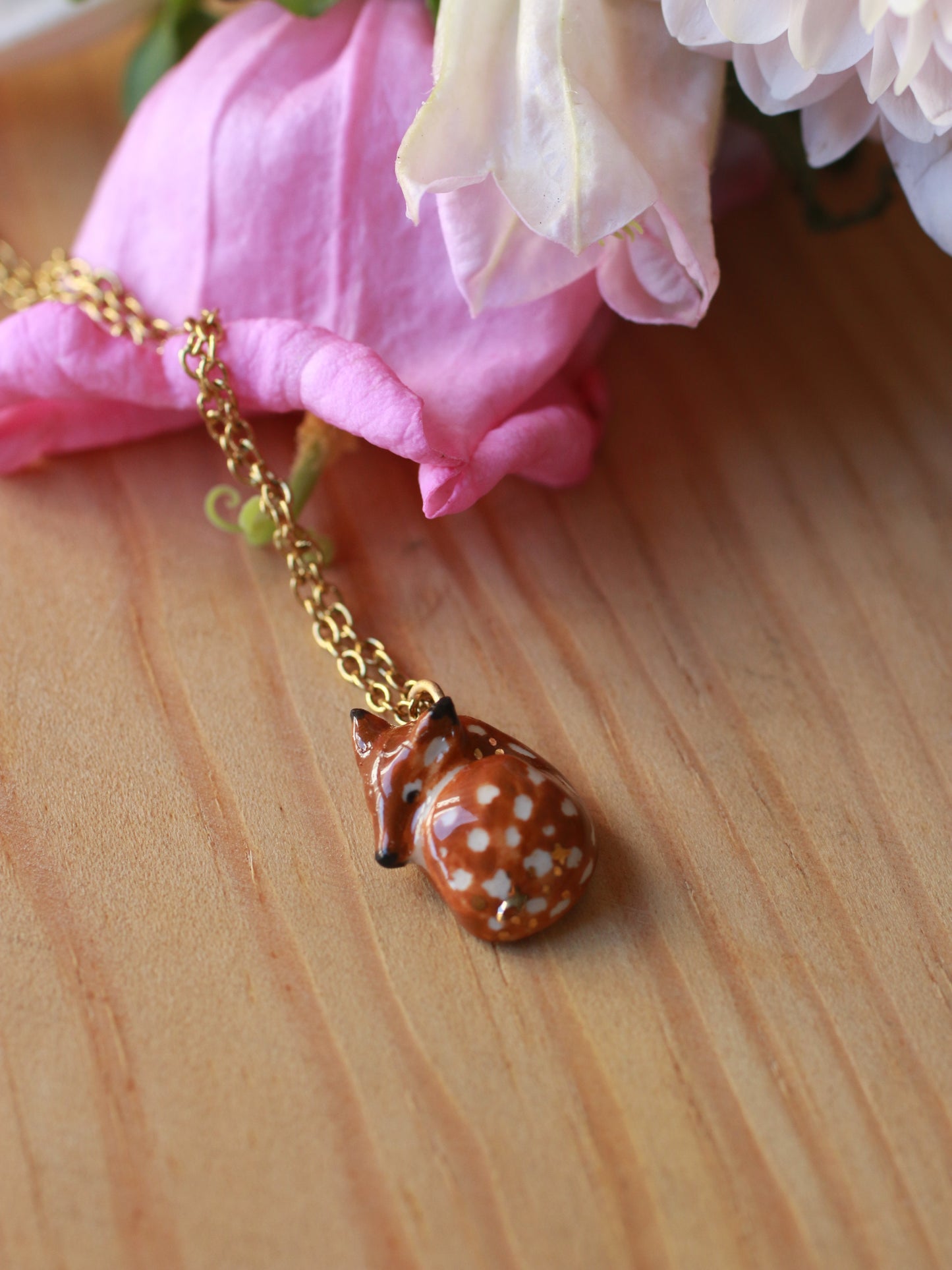 Fawn necklace in a walnut box