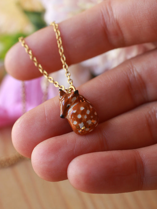 Fawn necklace in a walnut box
