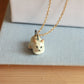 Ceramic cat necklace -22k gold details