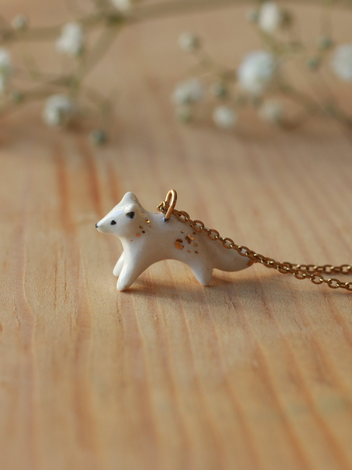 Starry arctic fox necklace