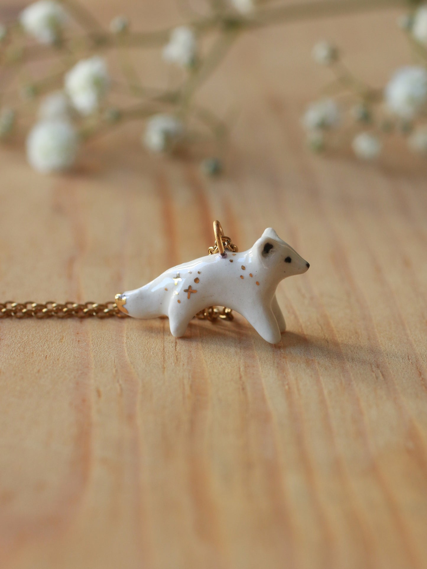 Starry arctic fox necklace