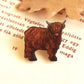 Highland cow pin - Wooden highland cow brooch