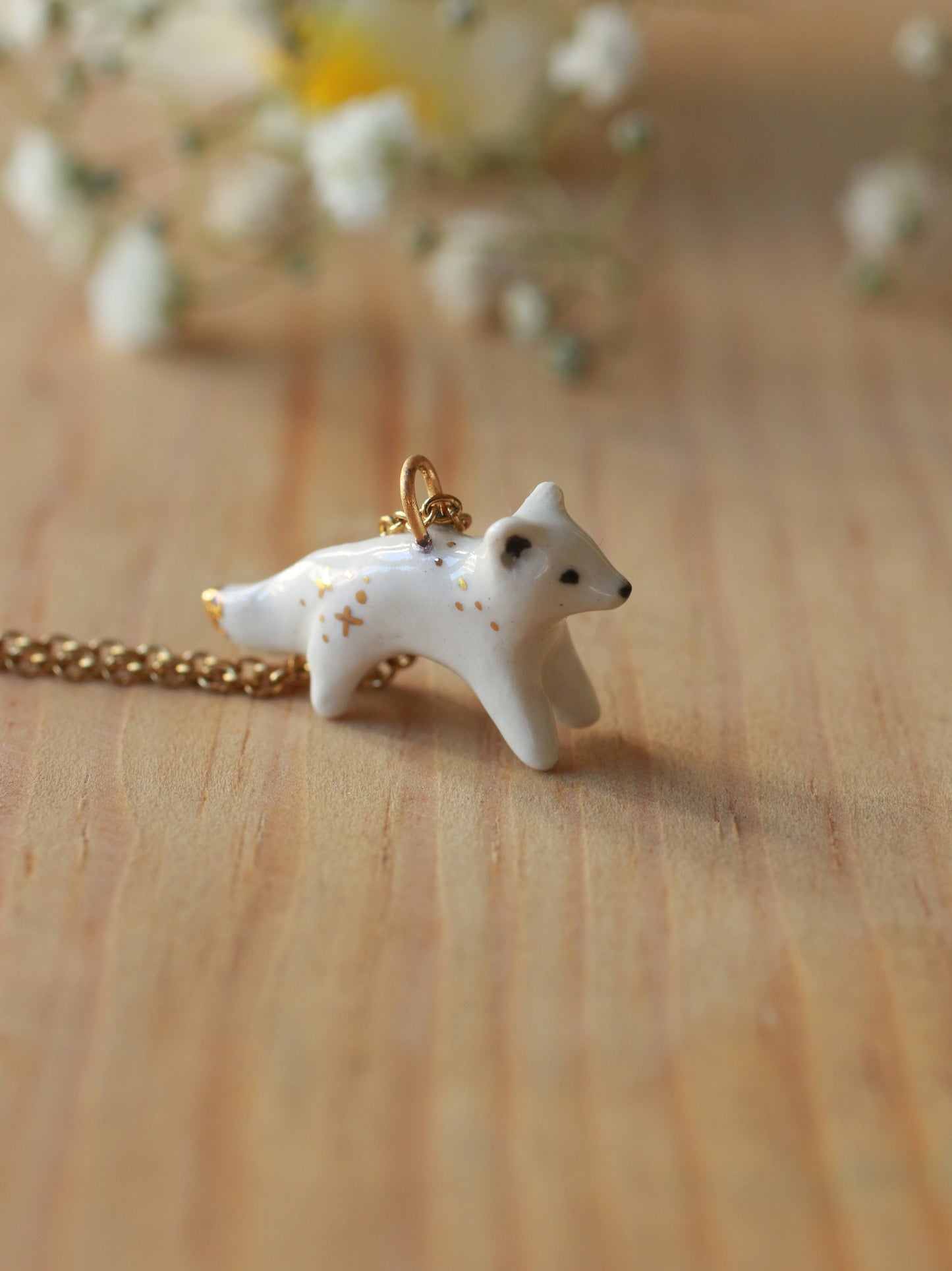 Starry arctic fox necklace
