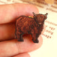 Highland cow pin - Wooden highland cow brooch