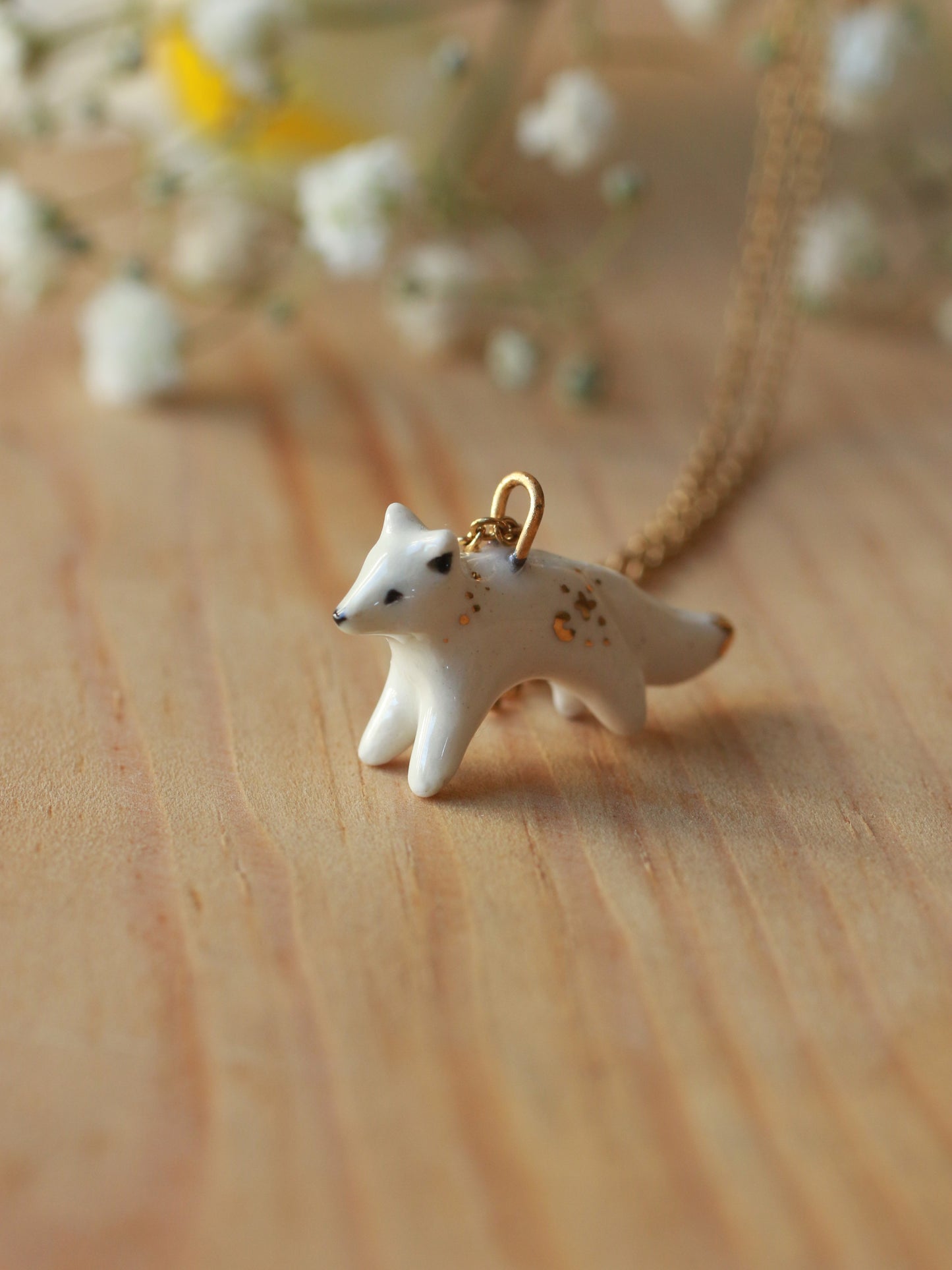Starry arctic fox necklace