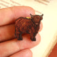 Highland cow pin - Wooden highland cow brooch