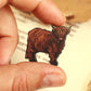 Highland cow pin - Wooden highland cow brooch