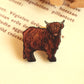 Highland cow pin - Wooden highland cow brooch