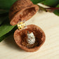 Ceramic Hedgehog necklace in a walnut box - 22k gold details