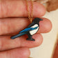 Magpie necklace - wooden bird pendant