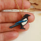 Magpie necklace - wooden bird pendant